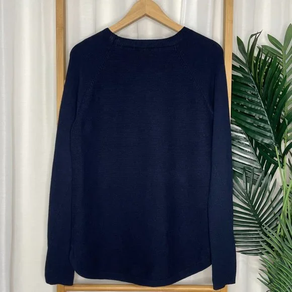 SOLD Witchery Blue Raglan Sleeve Knit Jumper Size S Cotton Wool Cashmere Long - Picture 3 of 11